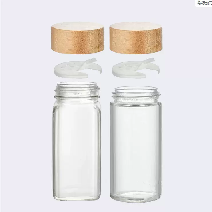 竹盖相思木盖玻璃调料瓶厨房调料罐烧烤孜然调味罐北欧风调料缸