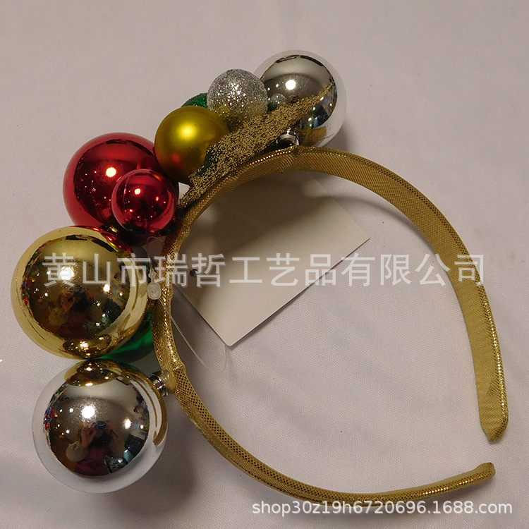 圣诞电镀球发箍 圣诞发箍 圣诞混色电镀球发箍