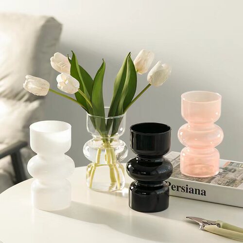 ins style antique glass vase wholesale high-end living room decoration flower arrangement retro small vase crafts ornaments