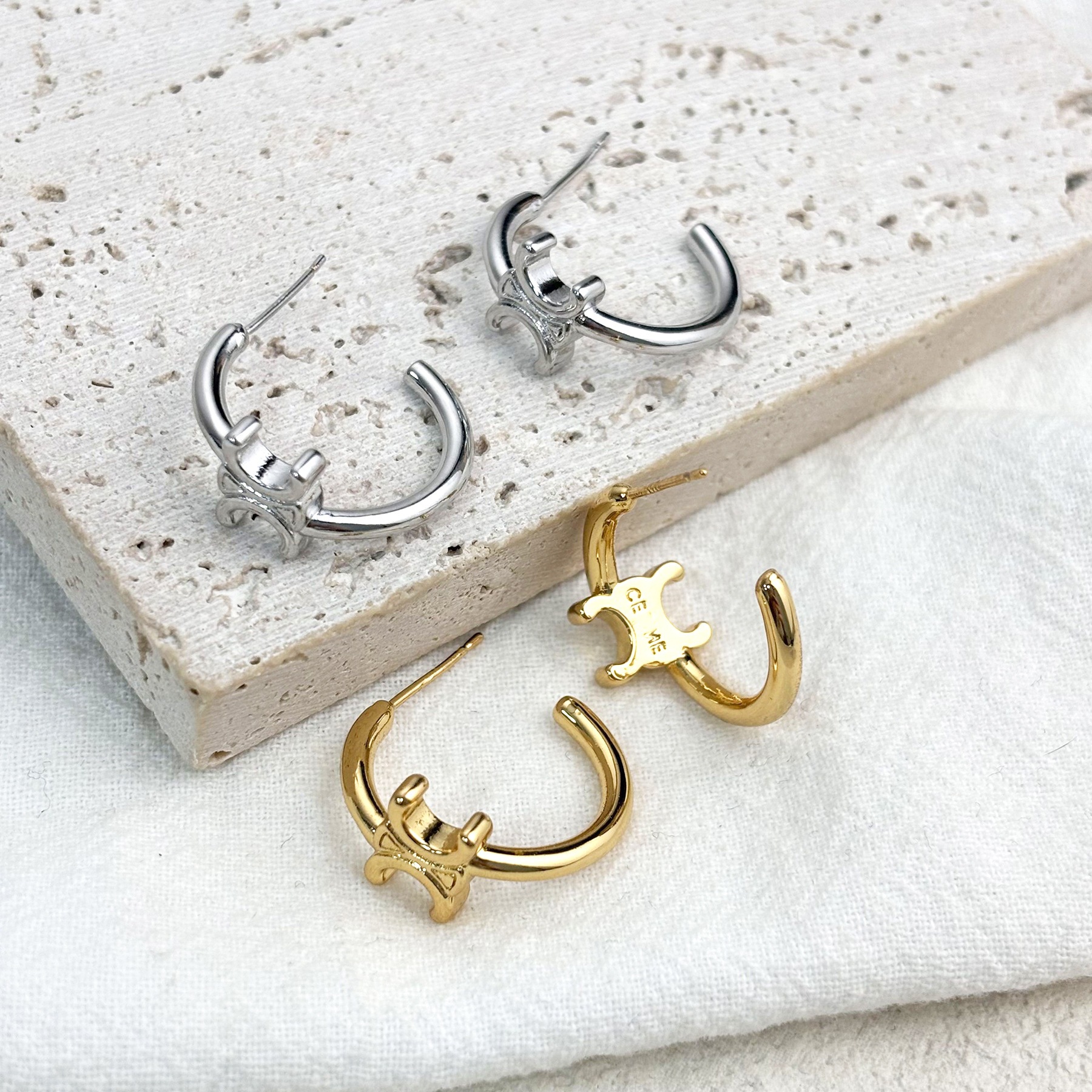 Ce Arc De Triomphe European and American French Accessible Luxury Niche Design High-End Gold Earrings Copper-Plated Real Gold Earrings