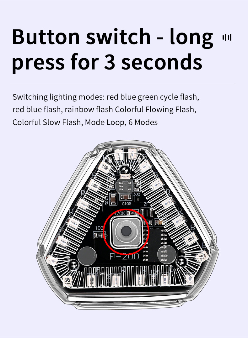 Motorcycle Navigation Light Strobe Light Modified Triangle Solar Light Universal Strobe Motorcycle Electric Non-Wired Car