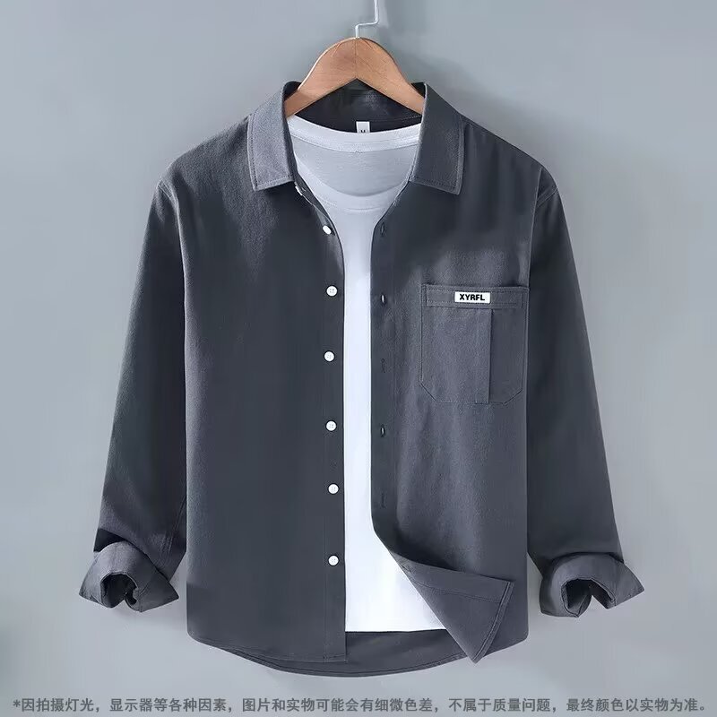 Japanese Retro Long-Sleeved Shirt for Men, New Autumn Style, Thin Design, Stylish Lapel Casual Shirt for Spring and Autumn