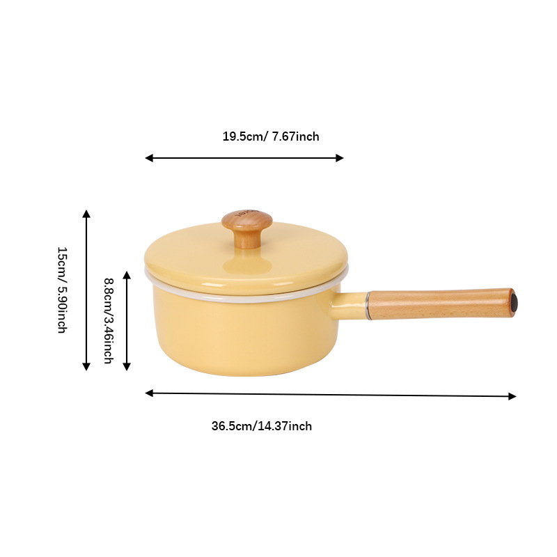 두꺼운 노란색 플랜지 우유 포트-18cm