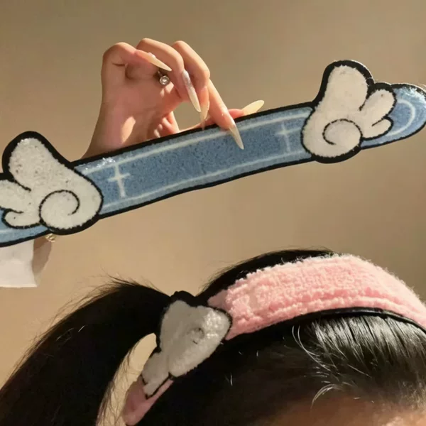Cute angel wing hair stickers, plush cartoon bangs stickers, for fixing stray hairs, magic tape side hair accessories for girls