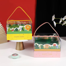透明儿童包装礼盒卡通动物印刷包装盒亚克力透明天窗手提生日礼盒