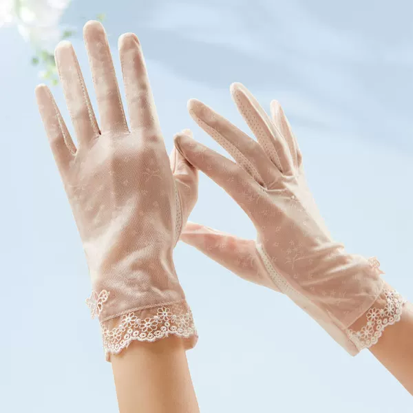 Summer Sun Protection Gloves, Lace Non-Slip Breathable Touch Screen Outdoor Cycling Gloves for Women, Special Gloves for Driving, Sun Protection D145