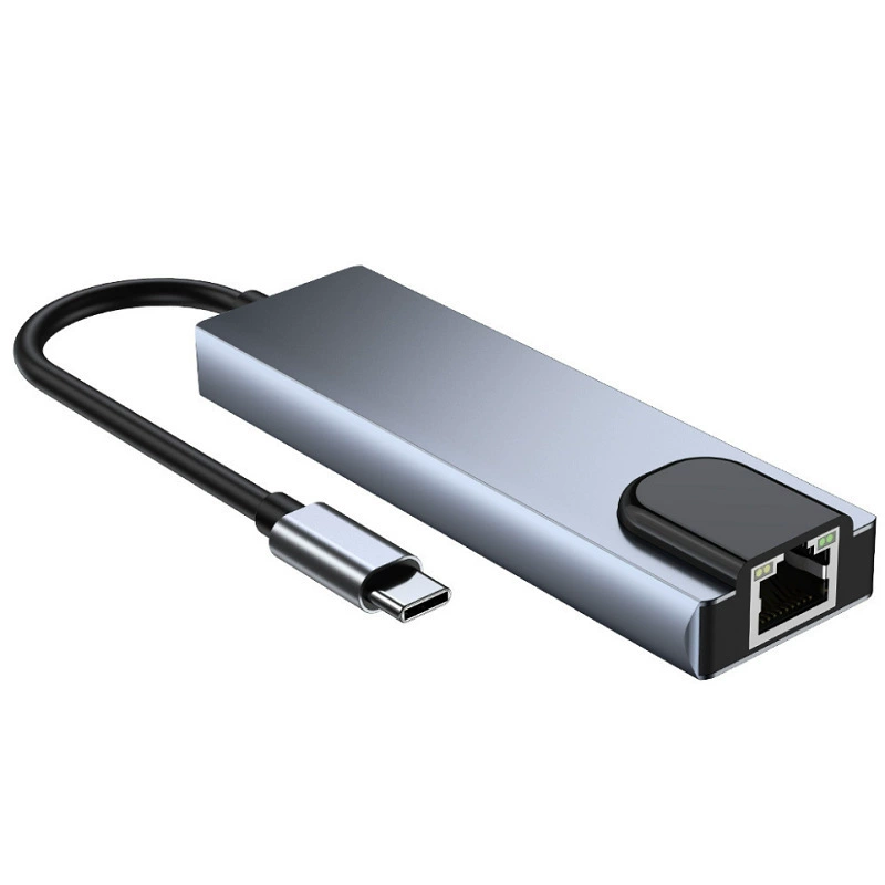 TYPE-C в LAN 100M + HDMI + USB 2.0 + Type-C пятив-одном концентратор (HUB)