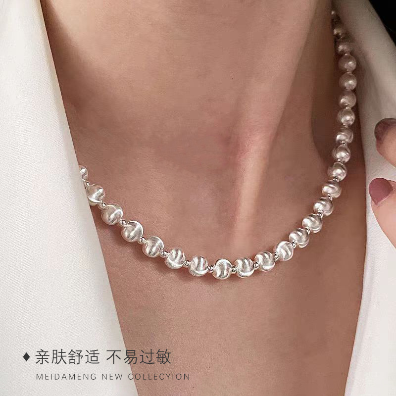 韩版猫眼珠项链女小众设计爆款镭射车花串珠颈链高级感送女友礼物|undefined