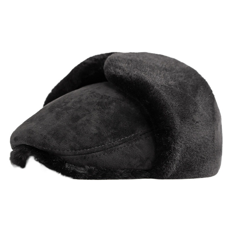 Sombrero de los hombres de invierno forrado de lana engrosada protección del oído boina caliente al aire libre a prueba de viento a prueba de frío de mediana edad y ancianos gorra de pico hombres