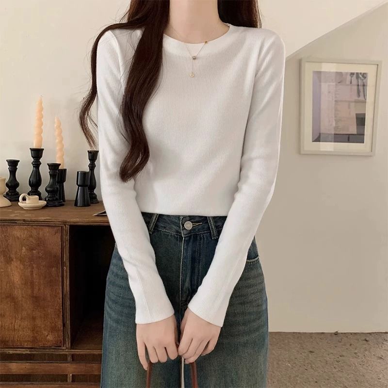 041 화이트 [나사 라운드넥 긴소매]