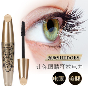 2023 new cross-border popular Tiger head waterproof curling encryption lengthened non-blooming 4D mascara makeup factory
