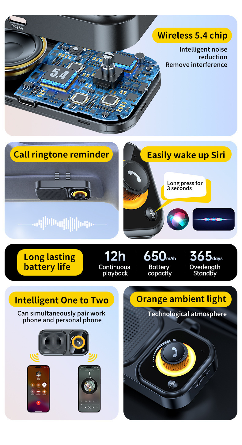 Factory New Car Bluetooth Hands-Free Comes with Speaker Sun Visor Hands-Free Phone Driving High-Definition Voice Call