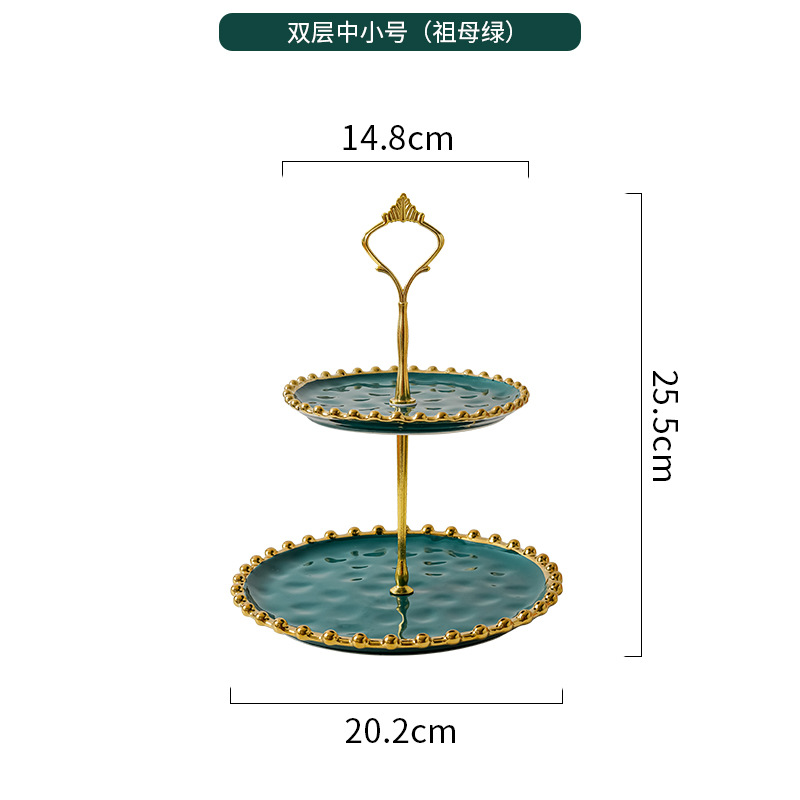Luz de estilo europeo de cerámica de lujo de tres capas plato de fruta creativa sala de estar en casa tarde té caramelo postre estante postre bandeja