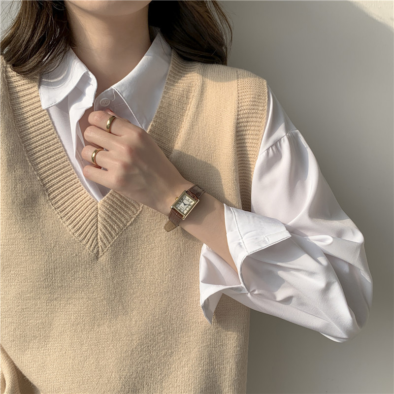 Primavera y otoño nuevo Suelta todo partido estilo perezoso suéter v-cuello chaleco sin mangas Chaleco de punto estudiante suéter para mujeres image 8