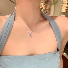 人鱼之泪蓝色水滴项链女2025新爆款气质吊坠高级感轻奢小众锁骨链