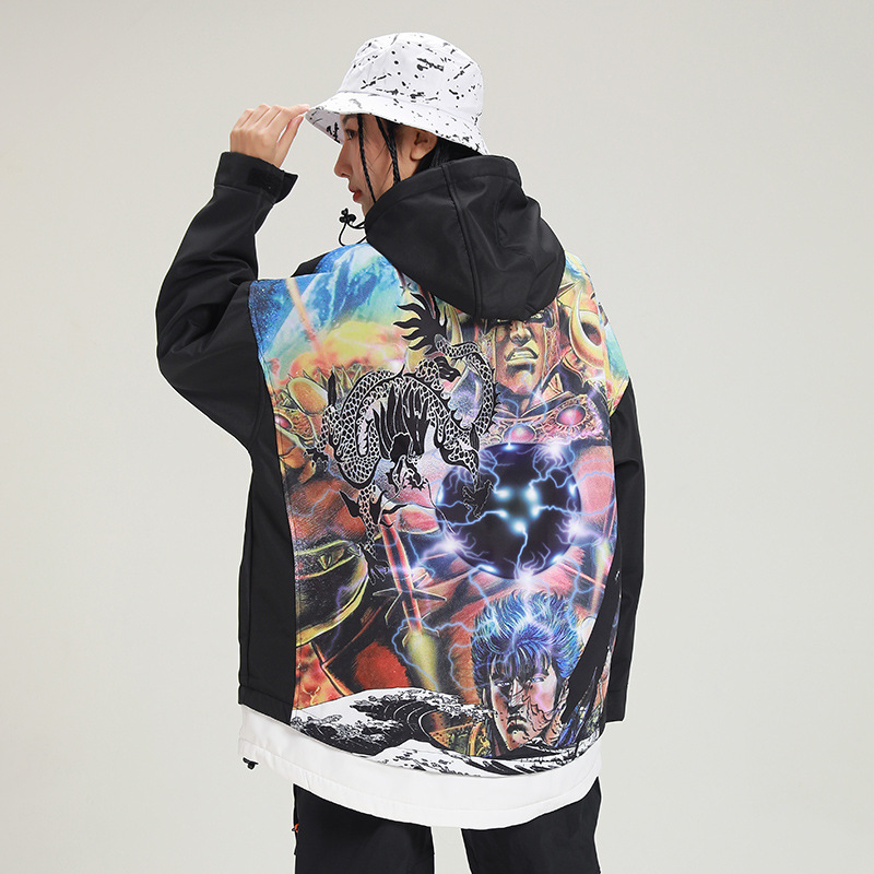 Jauna pāra slēpošanas kostīms sniega uzvalks foršs slēpošanas džemperis ar rāvējslēdzēju_voghion.com