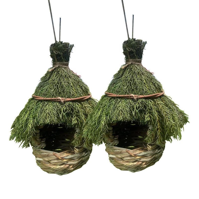 Cross-Border Tumu Supply Straw Woven Bird's Nest Hand-Woven One-Piece Drop-Shipping Bird's Nest Gardening Decoration Ready for Sale