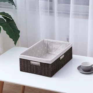 编织收纳筐家用桌面钥匙篮玩具零食收纳盒杂物储物篮子藤编草编框