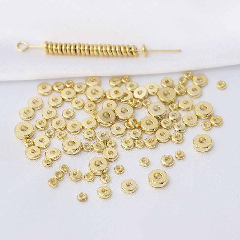 10 Pièces/Paquet Diamètre 3mm Diamètre 4mm Diamètre 5mm Le Cuivre Plaqué Or 18K Couleur Unie Brillant Barres D'espacement display picture 8