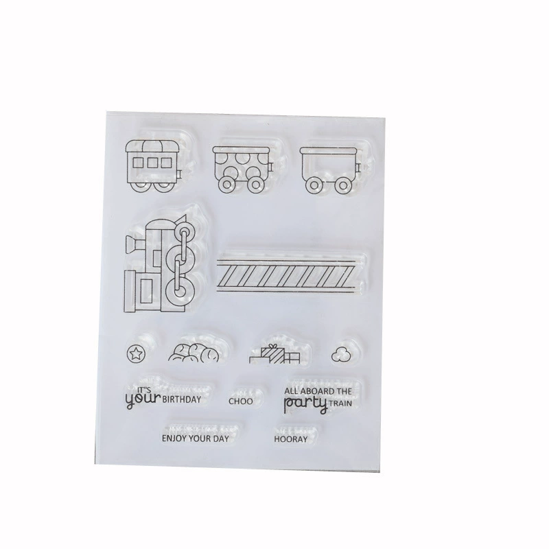 Прозрачный путепровод? Нет. Let's craft: "Прозрачная железная дорога"? Hmm. The input: "Transparent train, silicone seal, mold, cards album, handmade, scheduler" This seems odd goods list: Transparent train, silicone seal, mold, cards album, handmade, scheduler. Likely: Прозрачный поезд, силиконовая прокладка, пресс-форма, альбом для карт, ручная работа, расписатель.