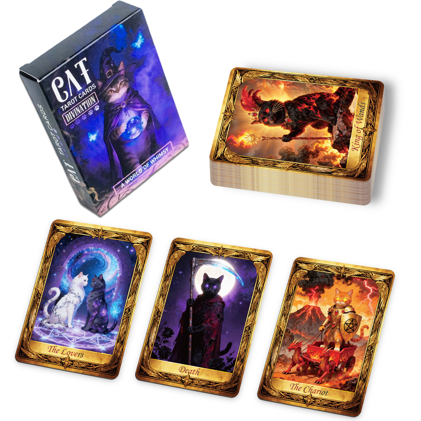 New Sheets Of Whimsical Cat Tarot Board Fun Mysterious Immersive Game Cards_voghion.com