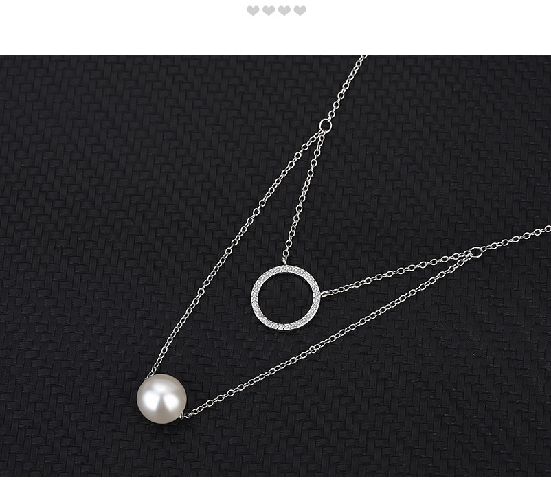 Simple Style Round Sterling Silver Plating Artificial Pearls Pendant Necklace display picture 4
