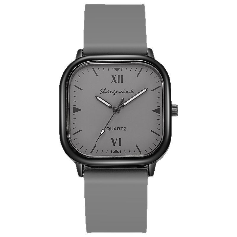 Reloj cuadrado Shangmei Reloj de cuarzo de moda unisex simple tendencia imitación cuero decoración aleación fábrica al por mayor