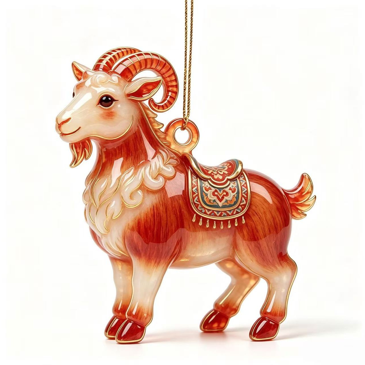 2D Acrylic Zodiac Sheep Pendant New Year Car Rearview Mirror Ornament Christmas Tree Decoration Pendant Little Sheep Ornament