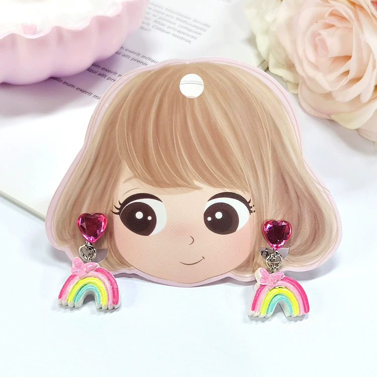 Children's cartoon earrings, ear clips, pendant, no pierced ears, flowered, wholesale