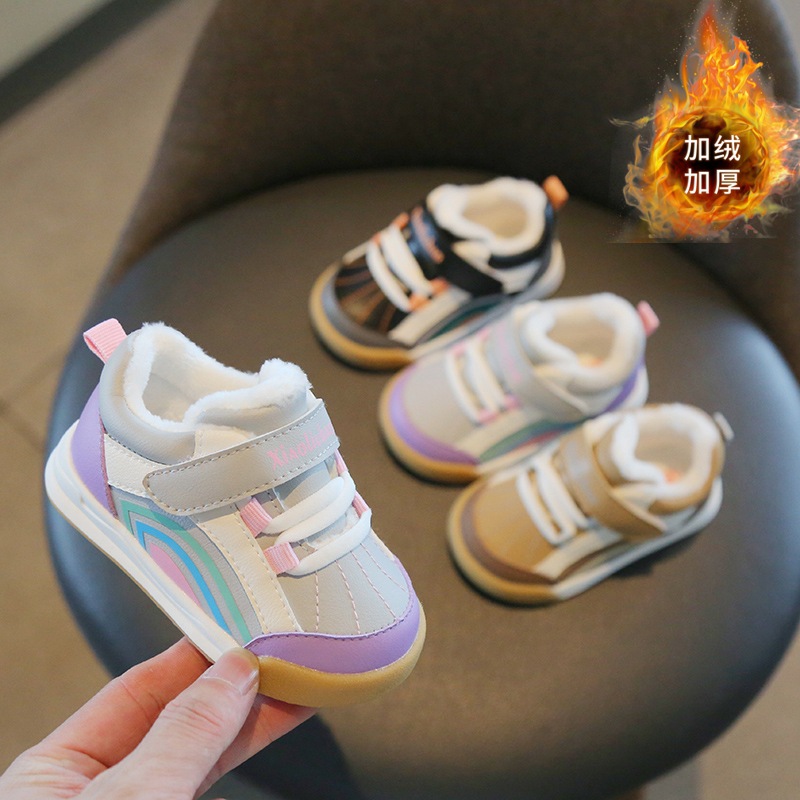 Otoño e invierno nuevos dos zapatos de algodón para niños al por mayor zapatos de algodón para niños zapatos de bebé forrados de lana caliente cálido