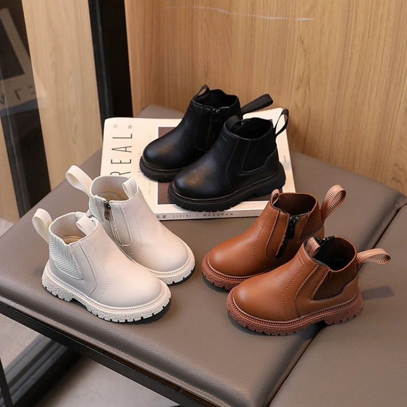 2024 весна и осень новые мальчики модные повседневные дикие ботинки на мягкой подошве детские ботинки в британском стиле маленькие кожаные туфли