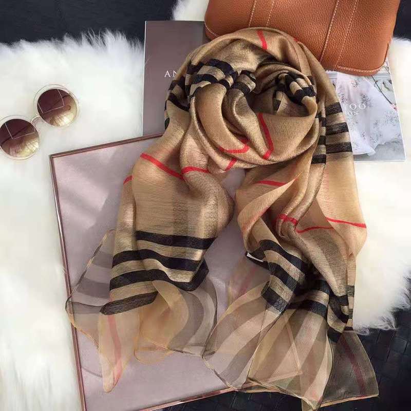 Plaid Silk Scarf for Women, Versatile for Autumn and Winter, Made of Mulberry Silk and Wool Blend, High-End Scarf Wholesale, Plain Crepe Satin