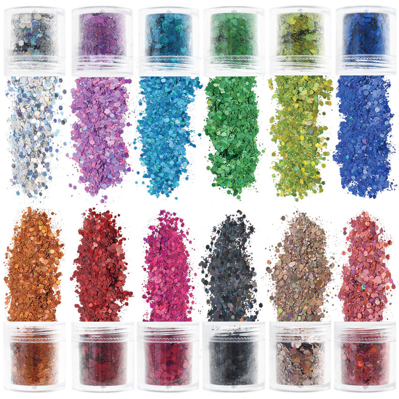Cross-Border Popular 30-Color Nail Art Glitter Sequins Glitter Powder Set Laser Rose Gold Beauty Quicksand Flow Linen Jewelry