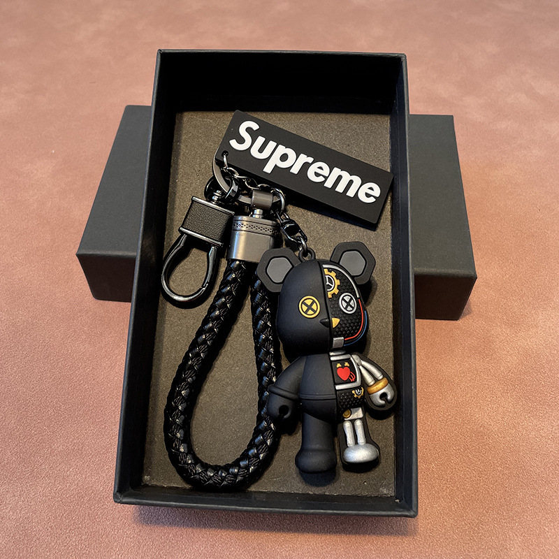 Trendy high-end mechanical bear car key chain personalized couple gift three-dimensional doll bag pendant hanging small gift