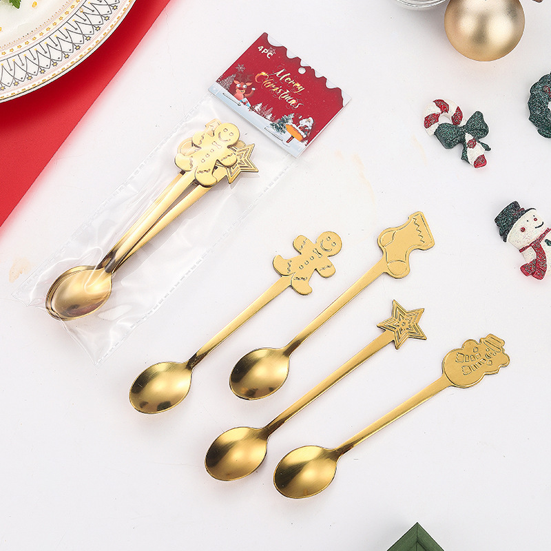 クロスボーダーステンレス食器クリスマスコーヒースプーン高颜値ins攪拌スプーンかわいいデザートスプーンクリエイティブお土産|undefined