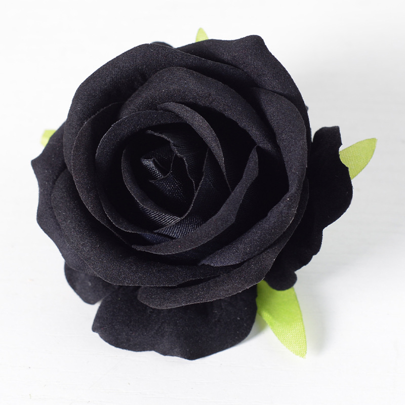 Simulación pequeña franela Rosa flor cabeza boda Boda boda coche escena Hotel diseño flor pared Arco seda Flor al por mayor
