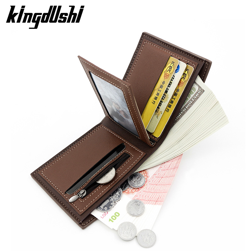 Nueva cartera corta de los hombres de moda Simple de Los Hombres de costura de hoja suelta bolso de La Moneda monedero de gran capacidad de la cartera