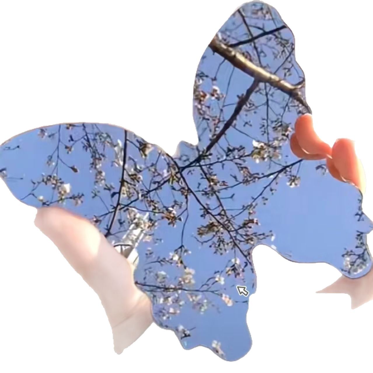 Colgar decoración pequeño libro rojo con el mismo tipo de mariposa espejo de maquillaje maquillaje portátil acrílico mariposa espejo de fotografía artefacto portátil