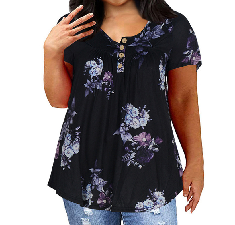 Transfronterizo 2025 Amazon estación independiente Aliexpress nueva camiseta de botón de manga corta de cuello en V image 1