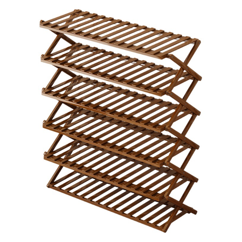 Zapatero, sin instalación, plegable, simple estante económico multicapa para el hogar, estante de almacenamiento para puerta de dormitorio, zapatero de bambú