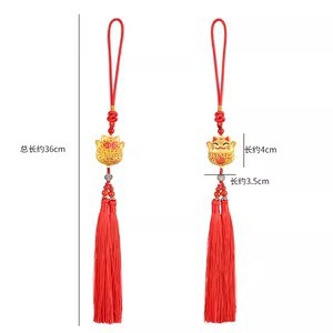 Año Nuevo bambú pequeño colgante linterna hecha a mano DIY material de cuerda colorida linterna Festival de Primavera auspiciosa escoba colgante