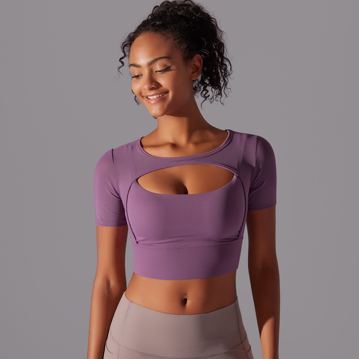 182g Weight Short Sleeve Sleeve Length Pullovers Placket Type Nylon, Spandex Fabric Type Short Top Length T-shirt Tops Type Yoga, Sports Occasion Round Neck Neckline Solid Color Pattern Women Gender Hollow Out Craft Fitness Sport Style Solid Color Nylon Spandex Round Neck Hollow Out Active Tops T-shirt 46