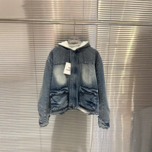 热巴同款小众潮牌美式复古羊羔绒牛仔外套秋冬宽松连帽加绒棉服