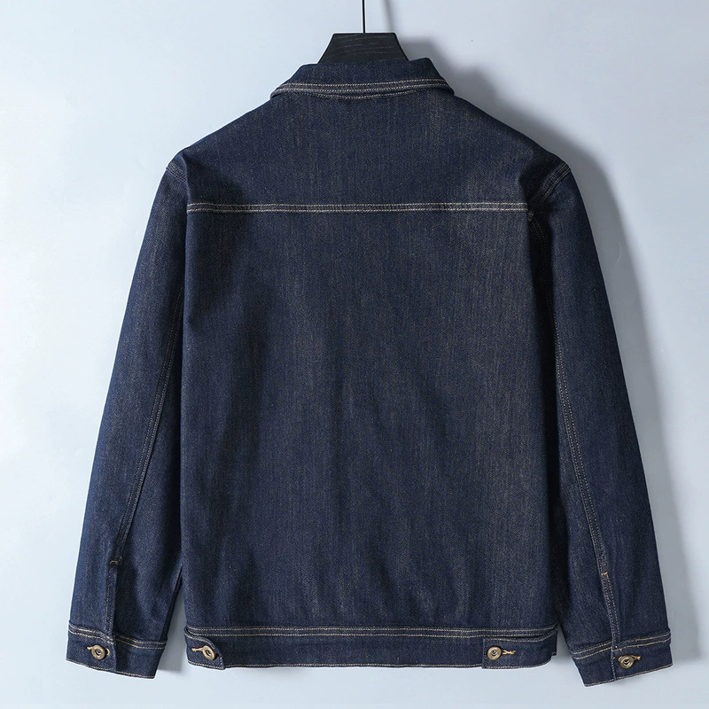 Демисезонно тёпл Long-sleeve, джинсовая мужская эластичная куртка, плюс размер, оверсайз