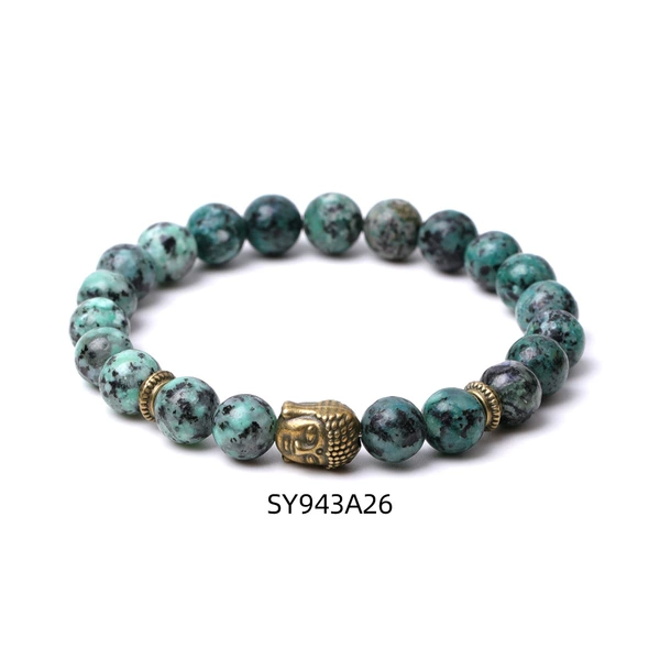 SY943A26 Imitation African Pine + Ancient Bronze Buddha Head 8mm Bracelet