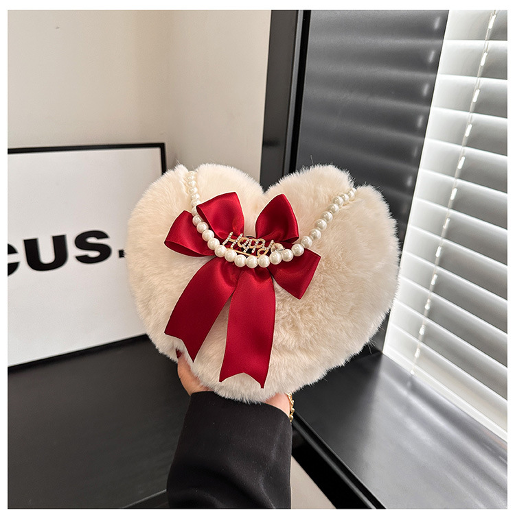 Women's Small Plush Letter Bow Knot Cute Zipper Shoulder Bag display picture 4