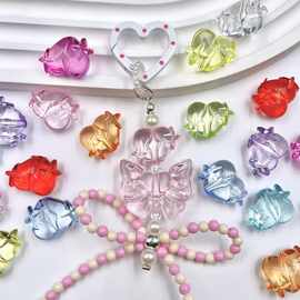 七彩透明十字爱心桃心心上星珠  DIY手机链条串珠挂件饰品材料