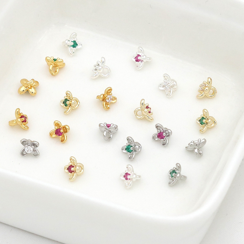 Color-Preserving 18K Real Gold Micro-Inlaid Zirconia Osmanthus Flower Bud Pendant DIY Handmade Jewelry Bracelet Necklace Beads D179