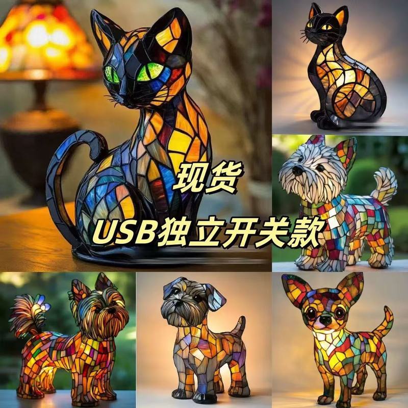Cross-Border New Dog Series Resin Ornaments Led Night Light Art Animal Statue Creative Home Desktop Decoration Cross-Border New Dog Series Resin Ornaments Led Night Light Art Animal Statue Creative Home Desktop Decoration