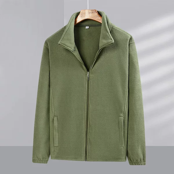 Polar Fleece Men's Fleece Jacket Autumn and Winter Casual Large Size Middle-Aged and Elderly Jacket Loose Top to Protect Against Cold